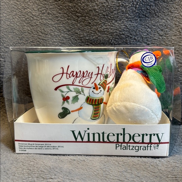 Pfaltzgraff Other - Pfaltzgraff Winterberry 20oz Mug & Snowman ornament set, new in box.